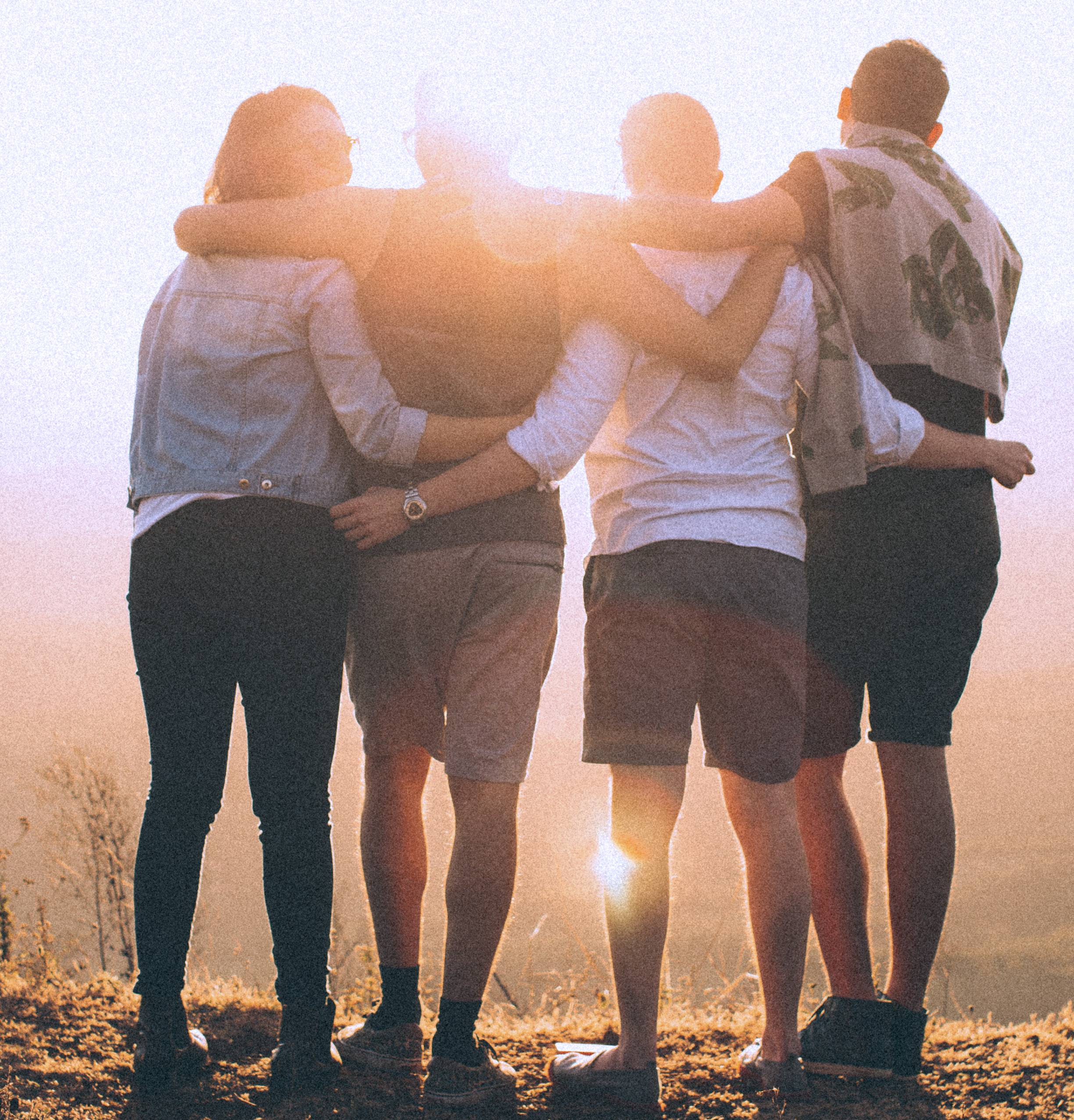 group of friends hugging