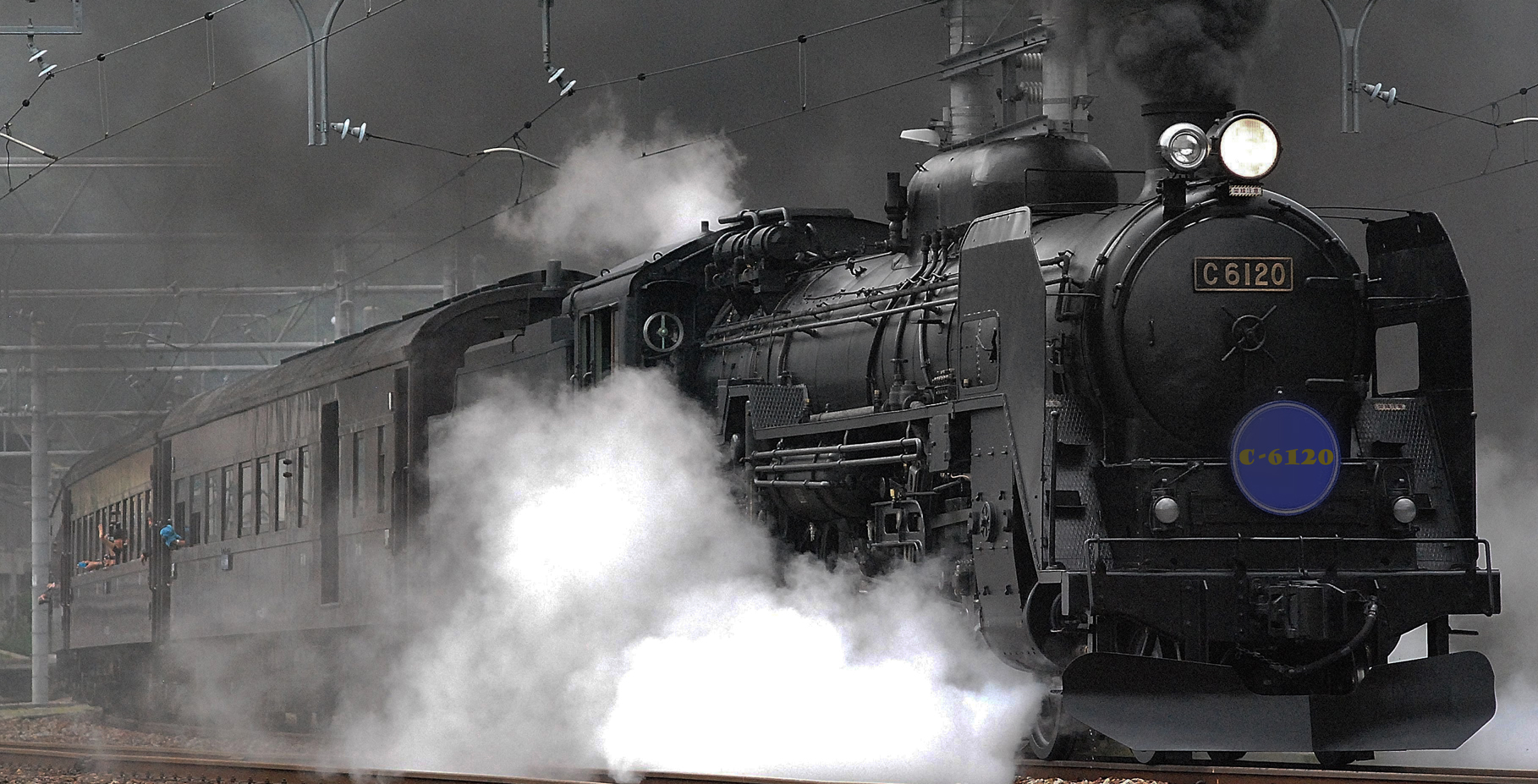 Steam Engine Train Pulling Into Station
